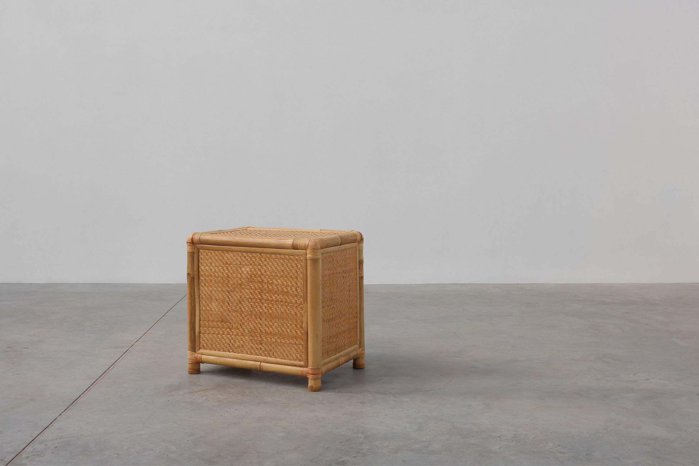Italian 1970s bamboo and wicker chest of drawers or nightstandthumbnail